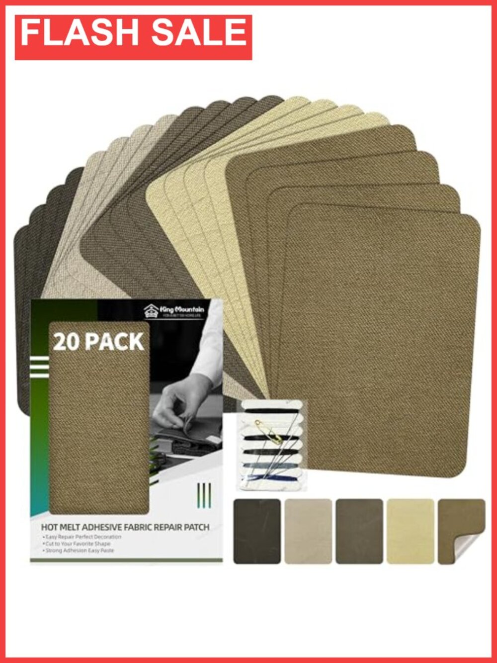 20 Pcs Iron-On Repair Patch Kit 100% Cotton Sewing Patches for Clothing